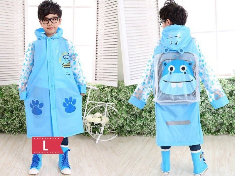 Kids Rain Jacket Boy Raincoat Blue - L Carousel 1
