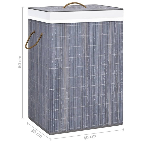 vidaXL Bamboo Laundry Basket with 2 Sections Grey 72 L Carousel 9