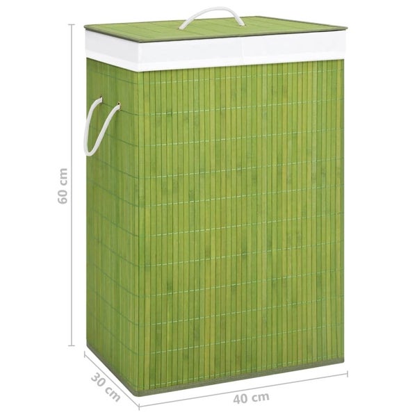 vidaXL Bamboo Laundry Basket with 2 Sections Green 72 L Carousel 9