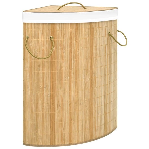 vidaXL Bamboo Corner Laundry Basket 60 L Carousel 1
