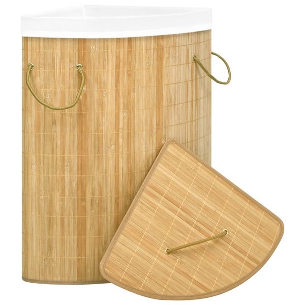 vidaXL Bamboo Corner Laundry Basket 60 L Carousel 2