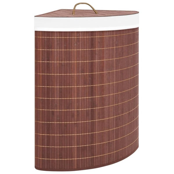 vidaXL Bamboo Corner Laundry Basket Brown 60 L Carousel 1