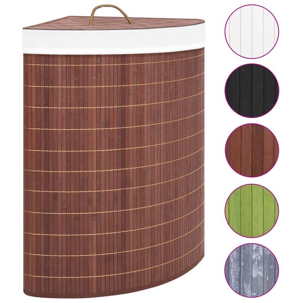 vidaXL Bamboo Corner Laundry Basket Brown 60 L Carousel 2