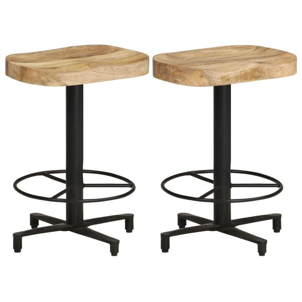 vidaXL Bar Stools 2 pcs 52 cm Solid Mango Wood Carousel 1