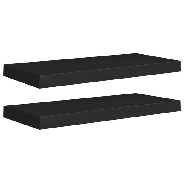 vidaXL Floating Wall Shelves 2 pcs Black 60x23.5x3.8 cm MDF Carousel 2