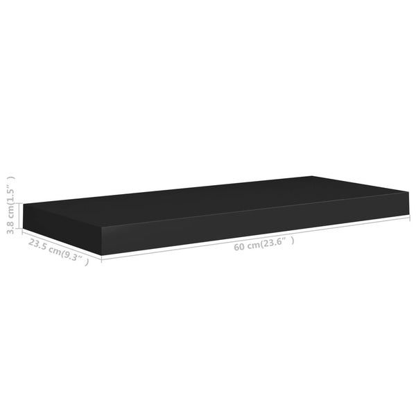 vidaXL Floating Wall Shelves 2 pcs Black 60x23.5x3.8 cm MDF Carousel 8