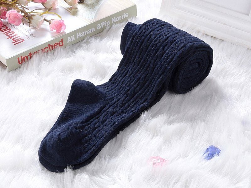 Girls Pantyhose Stockings Knitted - 6 Pieces (3 Black + 3 Navy Blue) Carousel 2