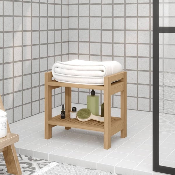 vidaXL Bathroom Side Table 45x30x45 cm Solid Wood Teak Carousel 1