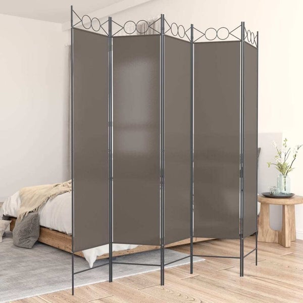 vidaXL 5-Panel Room Divider Anthracite 200x200 cm Fabric Carousel 1