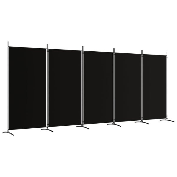 vidaXL 5-Panel Room Divider Black 433x180 cm Fabric Carousel 2