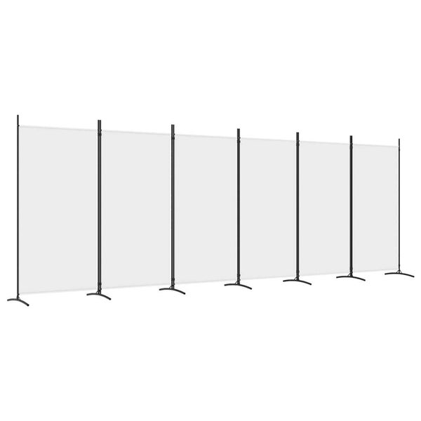 vidaXL 6-Panel Room Divider White 520x180 cm Fabric Carousel 2