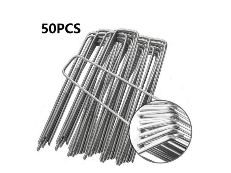50 Pcs Weedproof Cloth Ground Nail Lawn Fixer For Fixing Weed Mesh Floor Carousel 1