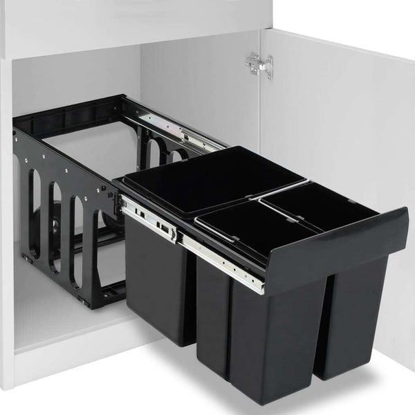 vidaXL Kitchen Cupboard Pull-out Dustbin Soft-Close 48 L Carousel 1