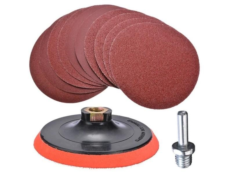 10pcs Sandpaper Set Hook And Loop 125mm Sanding Discs With Backing Pad Drill Carousel 1