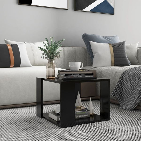 vidaXL Coffee Table Black 40x40x30 cm Engineered Wood Carousel 1