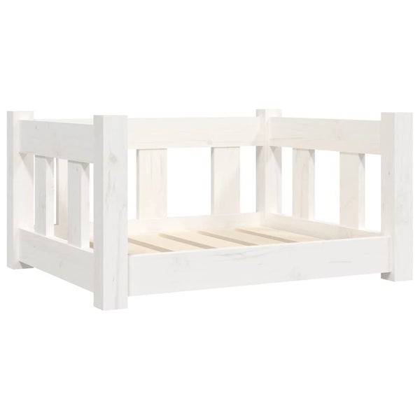 vidaXL Dog Bed White 55.5x45.5x28 cm Solid Wood Pine Carousel 2