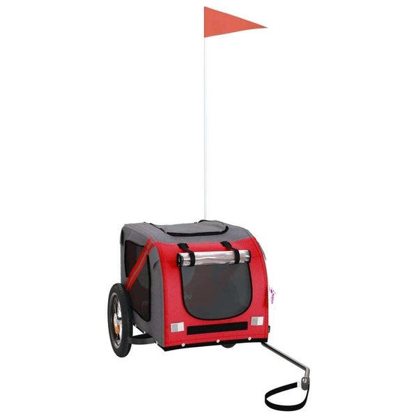 vidaXL Pet Bike Trailer Red and Grey Oxford Fabric and Iron Carousel 2