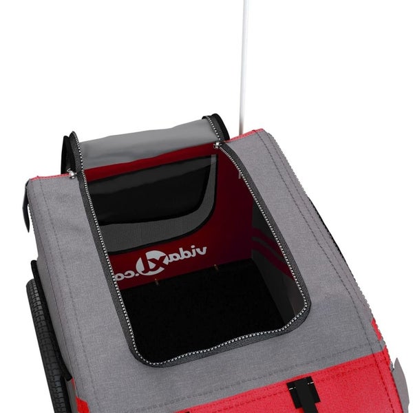 vidaXL Pet Bike Trailer Red and Grey Oxford Fabric and Iron Carousel 9