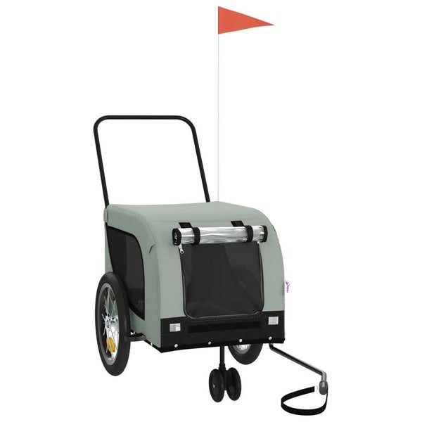 vidaXL Pet Bike Trailer Grey and Black Oxford Fabric and Iron Carousel 2