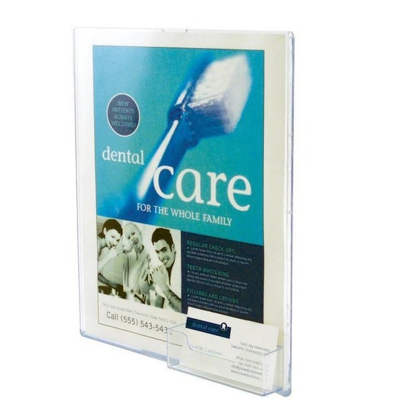 A4 Wall Sign / Menu Holder With Business Card Holder - Portrait Carousel 1