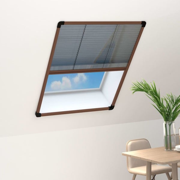 vidaXL Plisse Insect Screen for Windows Aluminium Brown 80x120 cm Carousel 1