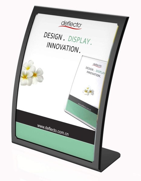 A4 Menu / Sign Holder Curved Front - Black / White Carousel 1
