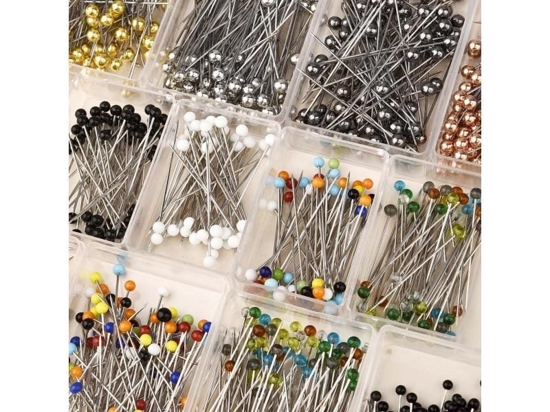 50/100Pcs Fashion Sewing Needles Colored Glass/Ceramics Head Bead Pin Stitch Carousel 2