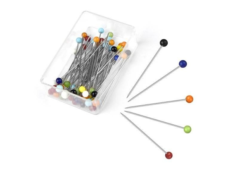 50/100Pcs Fashion Sewing Needles Colored Glass/Ceramics Head Bead Pin Stitch Carousel 1