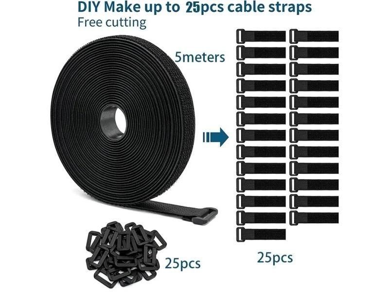 5Meters Adjustable Fastening Hook And Loop Straps With 25 Buckles Free Cut Carousel 1