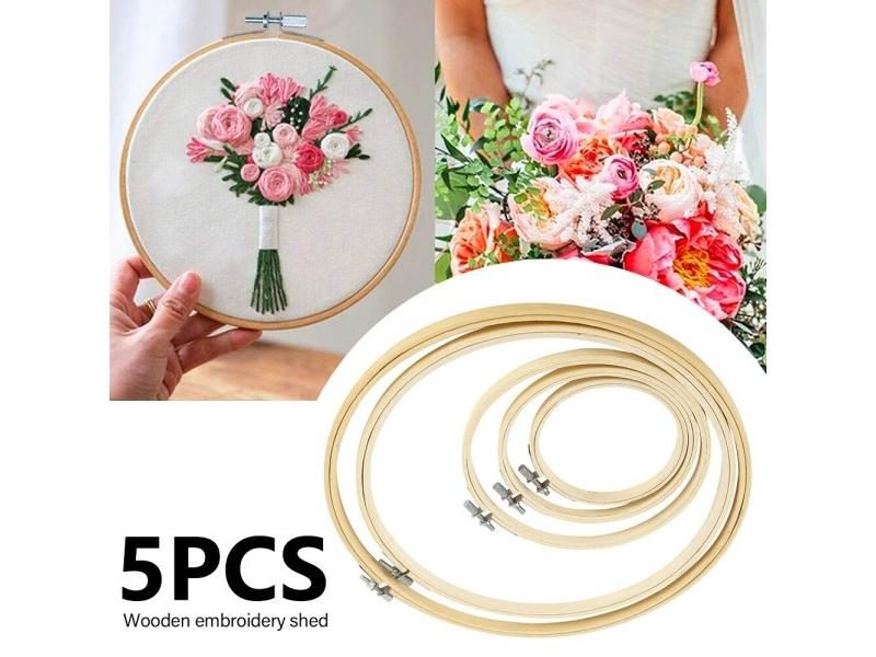 5pcs Embroidery Hoops Frame 13-30cm Wooden Embroidery Hoop Rings Circle Carousel 2