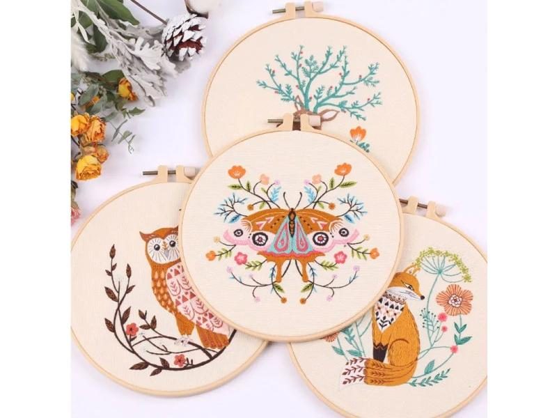 Embroidery Kit For Beginner DIY Butterfly Printed Pattern Flower Cross Stitch Carousel 2