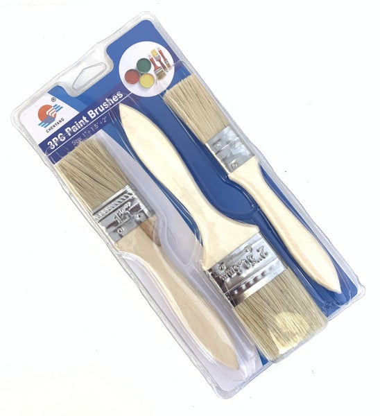 3pc Paint Brush Set Flat Brushes Carousel 1