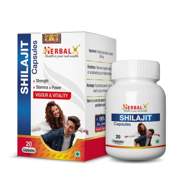 HerbalX Shilajit Capsule | 100% Natural | 20 Vegan Capsule 500mg Carousel 1