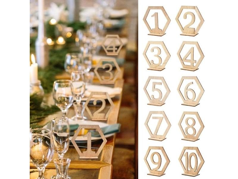 1set Table Number Signs For Wedding Party Decor Wooden Memo Holder For Wedding Carousel 1