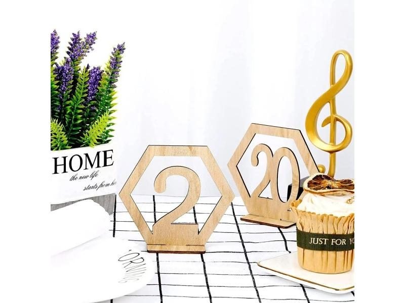1set Table Number Signs For Wedding Party Decor Wooden Memo Holder For Wedding Carousel 2