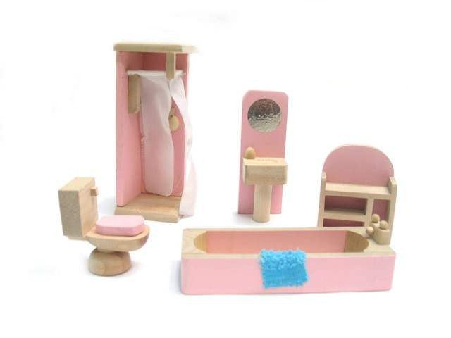 Dolls House Furniture Set Bathroom Pink Carousel 1