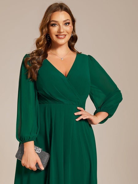 Tammy emerald green long sleeved chiffon dress Express s12 NZ wide63623826712193112