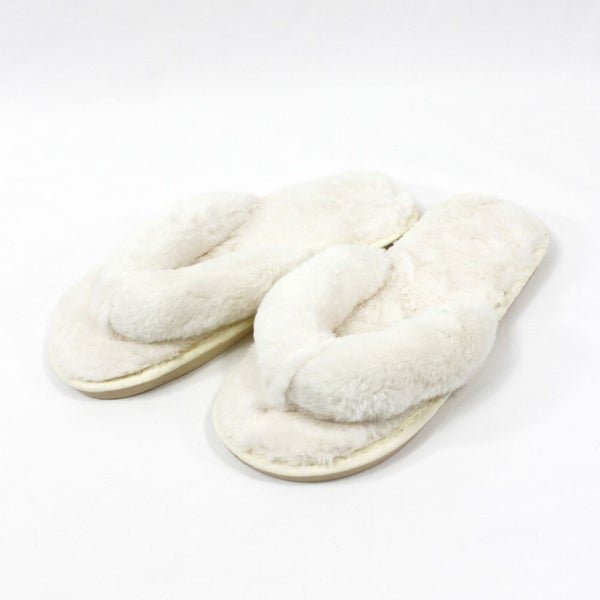 Cream Jandal Plush Slippers by Honeydew Carousel 1
