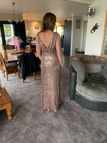 Frank Lyman Rose Gold Sequin Gown Carousel 2
