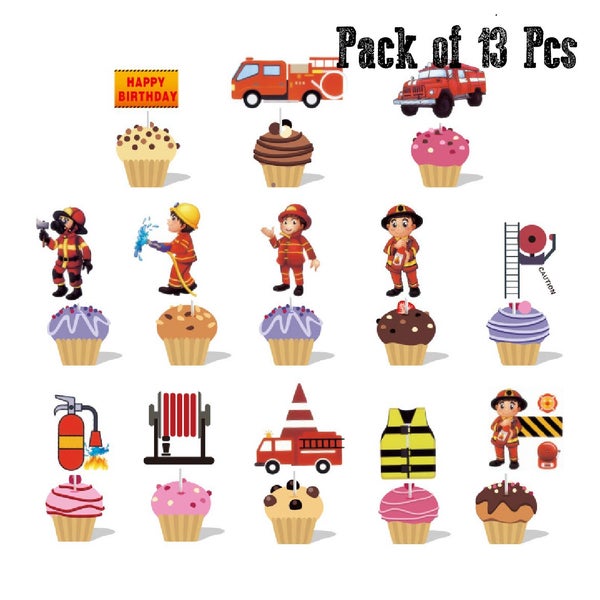 Cake Topper Design CupCake Decorating Set Fire Truck *Over Stocked* Carousel 2