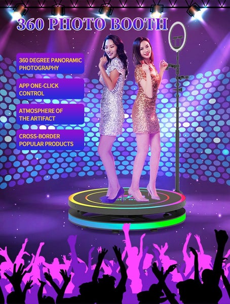 360 Photo Booth Machine with Software for Parties with Ring Light Camera Booth Carousel 1