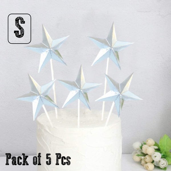 Cake Topper Cake Decorating Cupcake Topper Silver Stars *Local Buy* Carousel 2