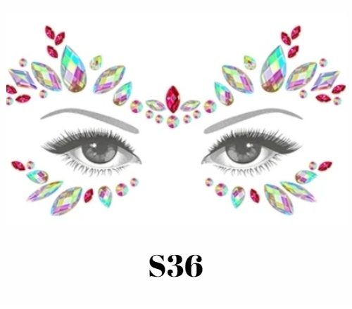 Adhesive Eye Face Gems Jewels Rhinestone (S36) Carousel 1