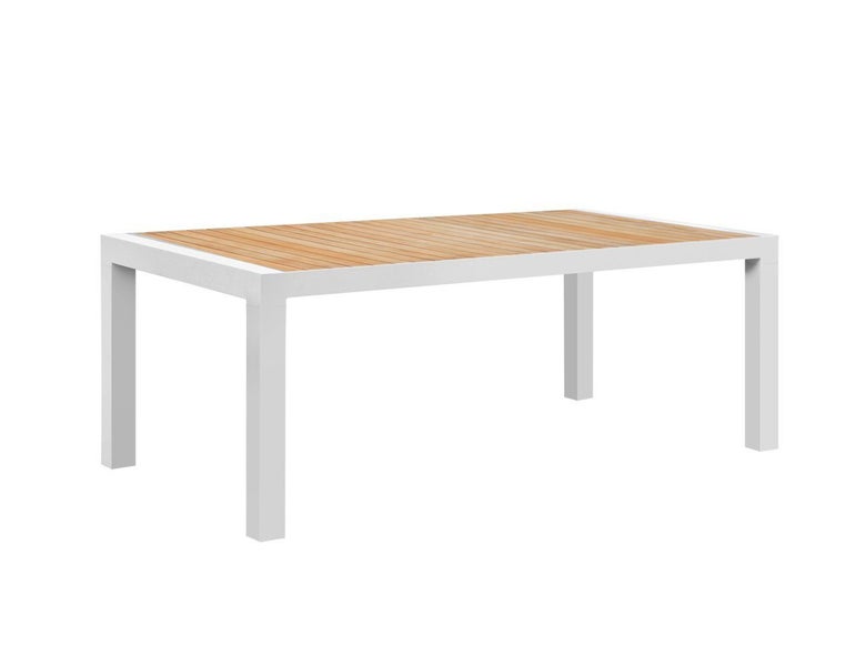 Living Culture Nimbus Aluminium Teak Outdoor Dining Table White Carousel 1