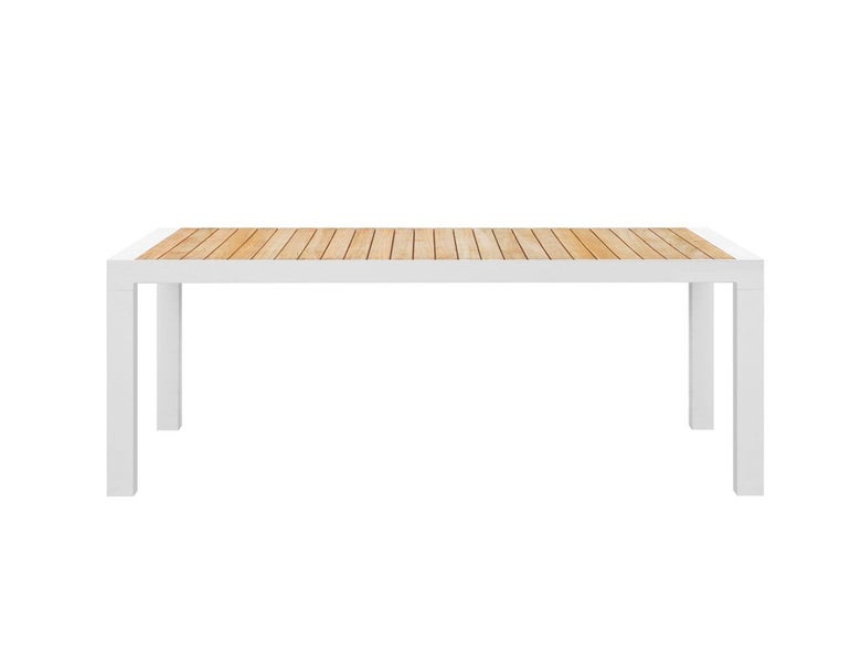 Living Culture Nimbus Aluminium Teak Outdoor Dining Table White Carousel 2