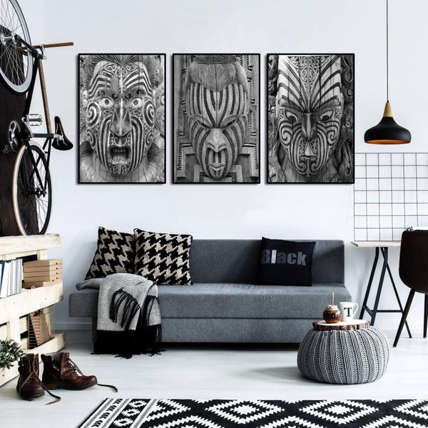 ON SALE FREE SHIPPING - 3 Piece Canvas Art Print - Maori Art Carousel 4