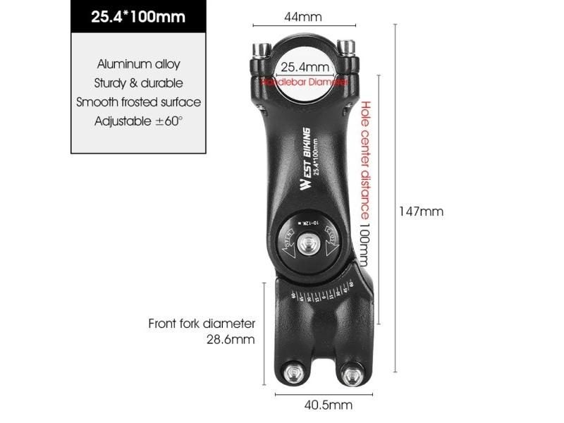 Adjustable Bicycle Handlebar Stem Variable 60 Degree Angle Aluminum Alloy Bike Carousel 1