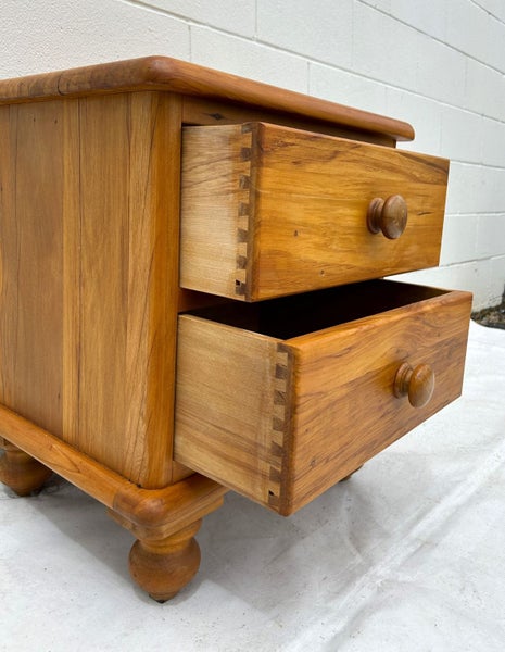 Stunning ROBERT GRICE Solid Rimu Bedside Table x 2, RESTORED Carousel 2