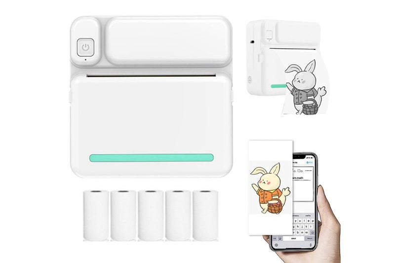 Mini Portable Compact Printer Wireless Pocket Thermal Printer With Rolls Paper N Carousel 1