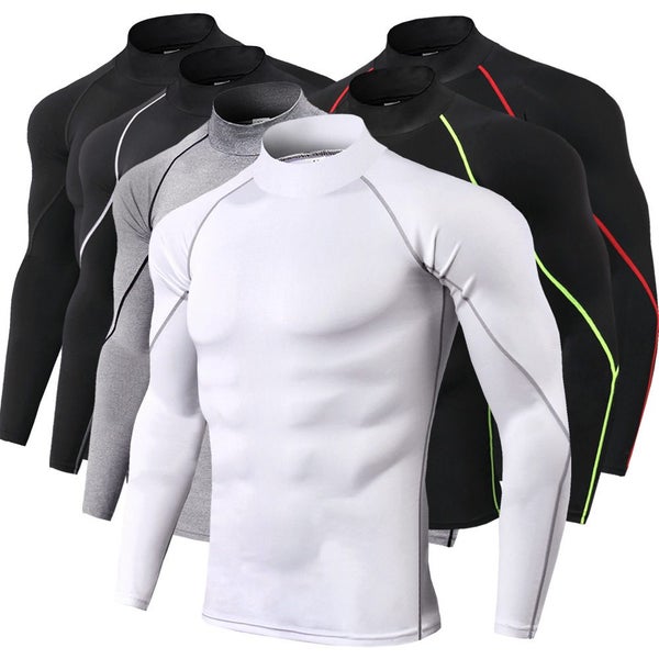 Men Sport T-shirt Quick Dry Bodybuilding Running Shirt Long Sleeve Carousel 2